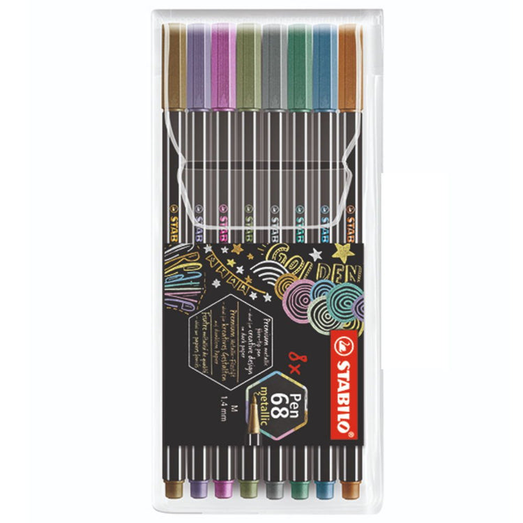 Felt Marker Pen 68 Metallic Wallet x8 Stabilo