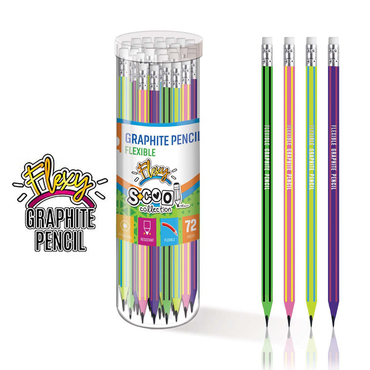FLEXY GRAPHITE PENCIL HB XEXAGONAL TUBE 72 PCS SC601