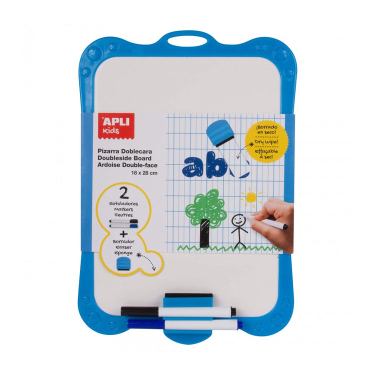 Rigid white board with eraser and markers