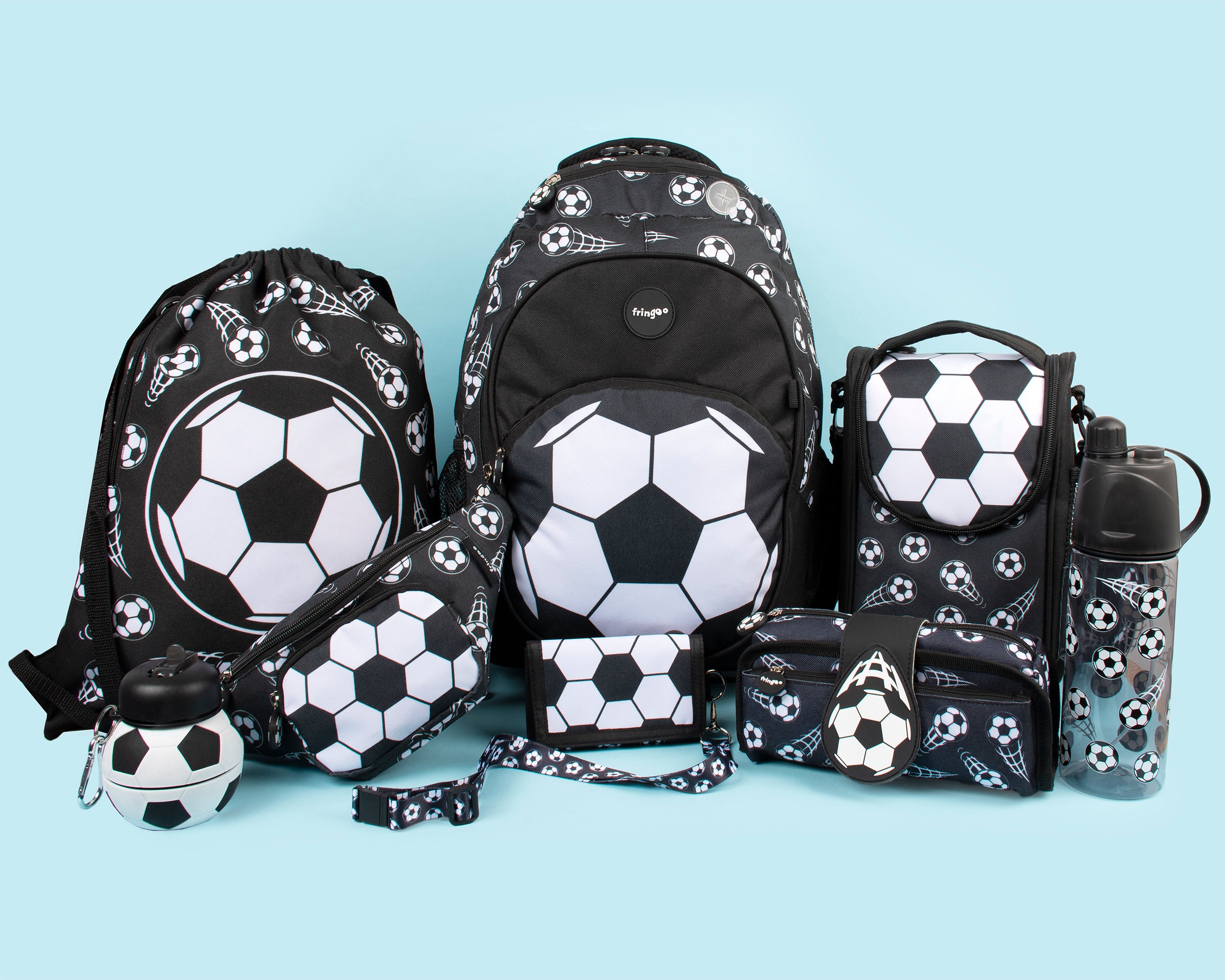 Football Black Strap Lunch Bag