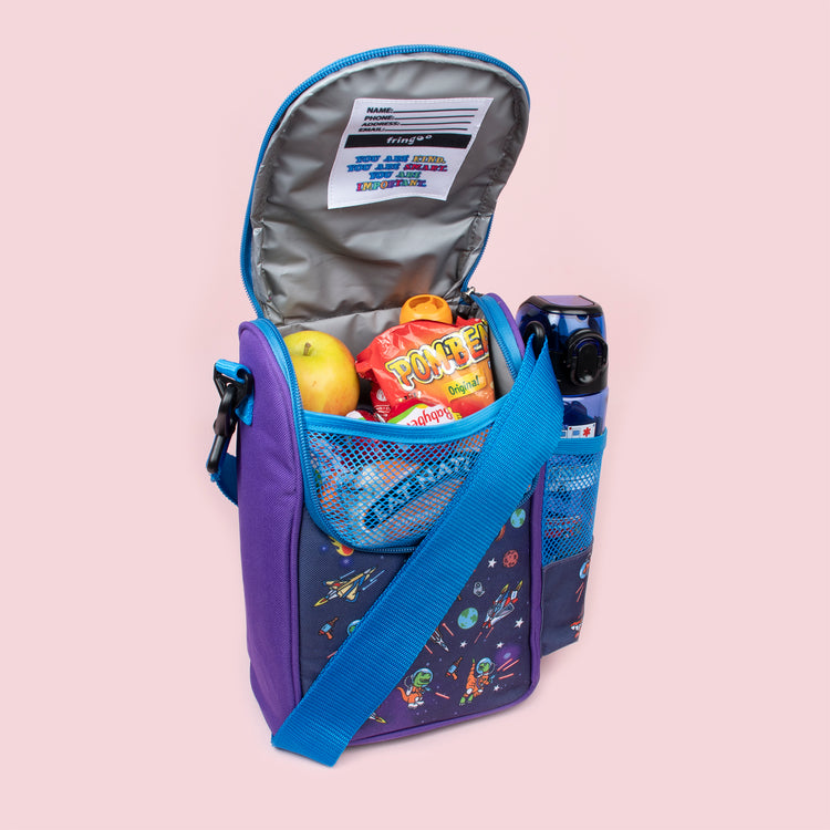 Asteroids and Dinosaurs Strap Lunch Bag