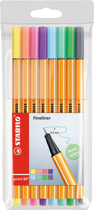 Fineliner Pen 88 Wallet x8 Pastels Stabilo