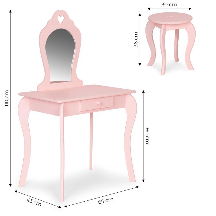Large children's dressing table with a mirror - Pink
