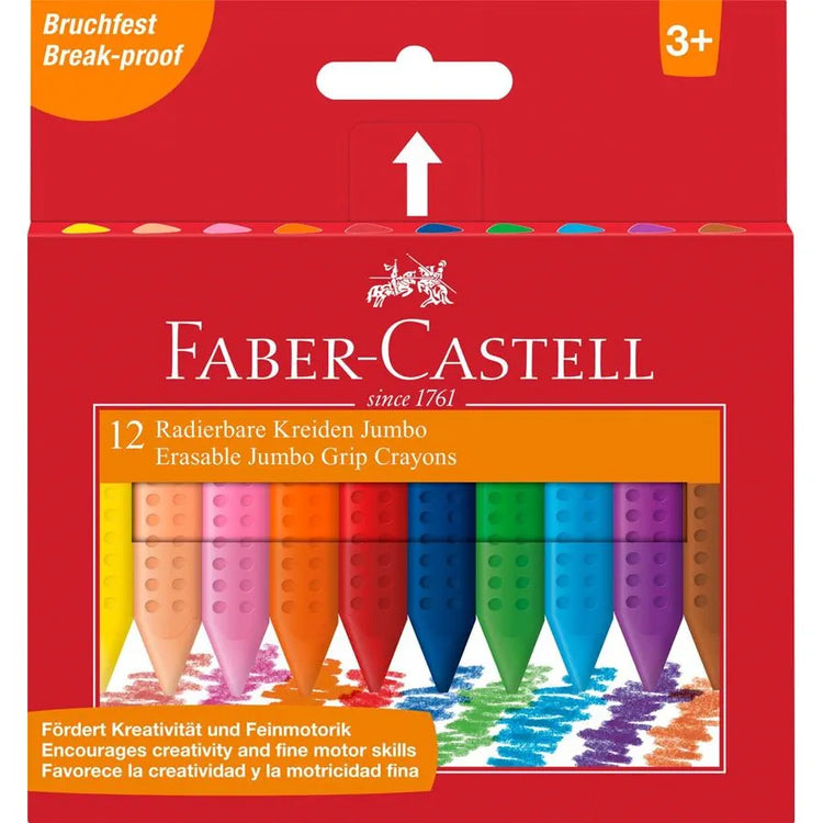 Faber Castell 12 Triangular Erasable Jumbo Crayons