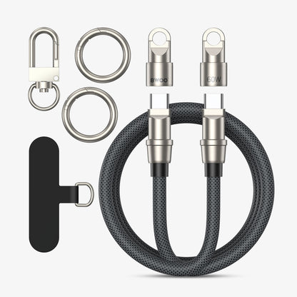 BWOO - USB-C to USB-C Charging Cable+Cell Phone Lanyard 2 in 1 60W 1.2M