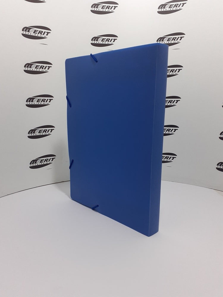 Elastic BoxFile PVC 30mm Spine - ( SOLID - BLUE )
