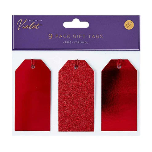 VIOLET GIFT TAGS  - RED (Pack of 9)