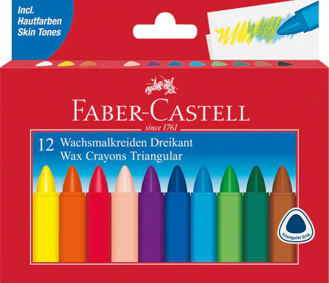 Faber Castell 12 Triangular Jumbo Wax Crayons