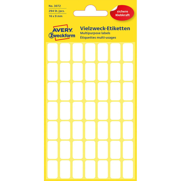 Avery white labels 16x9mm