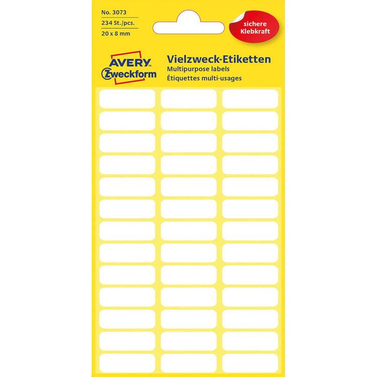 Avery white labels 20X8mm
