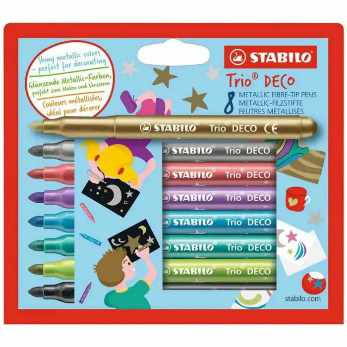 Stabilo Trio Deco x8 Metallic Fibre Tip Pens