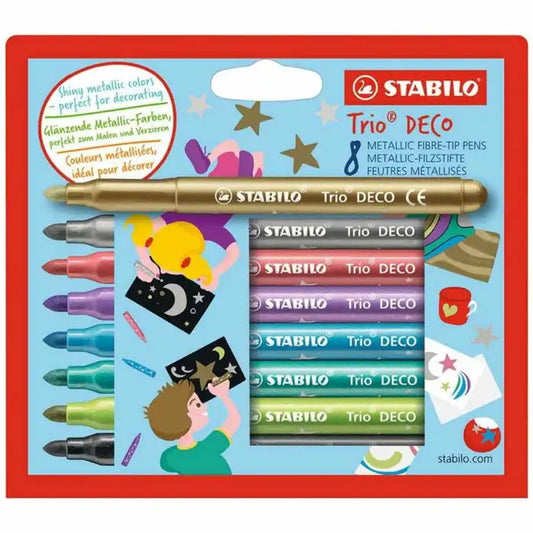 Stabilo Trio Deco x8 Metallic Fibre Tip Pens