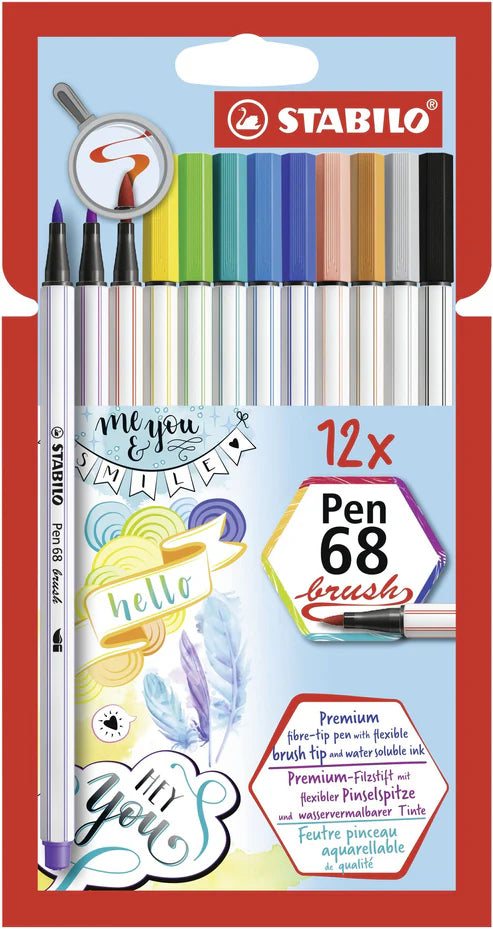 Fineliner Pen 68 Brush x12 Stabilo