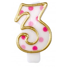 Candle Number 3 Pink