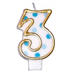 Candle Number 3 Blue
