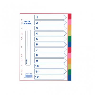 File Dividers LANDS Plastic x12 assorted colours