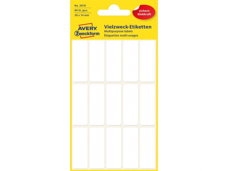Avery white labels 38x14mm