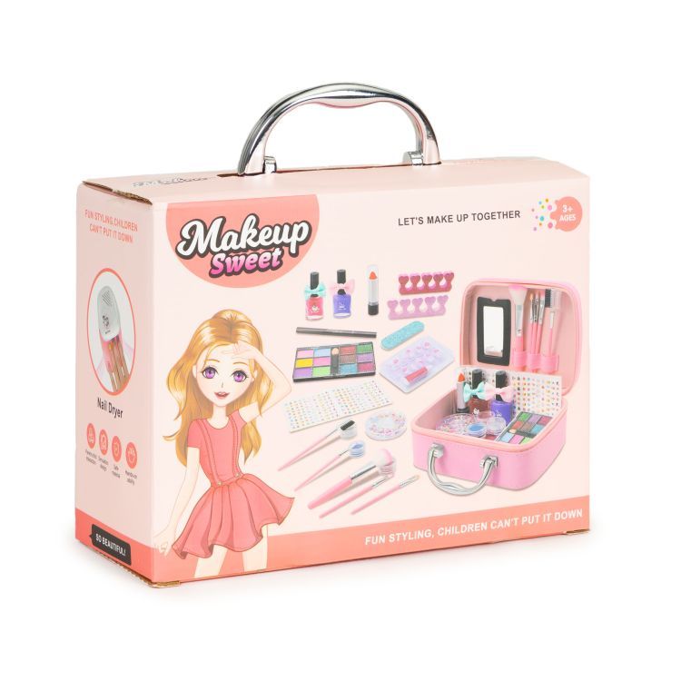 Set of children's cosmetics, a box with a mirror and a UV LED lamp