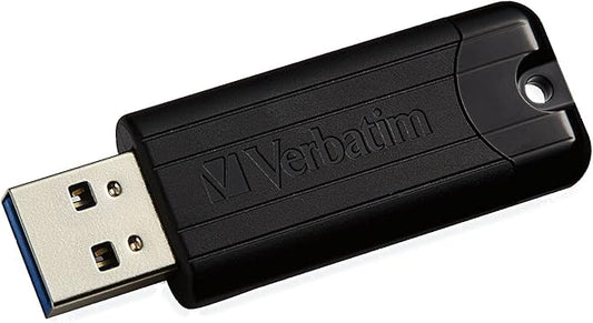 Verbatim 64GB Pinstripe USB 3.2 Gen 1 Flash Drive Retractable Thumb Drive - Black
