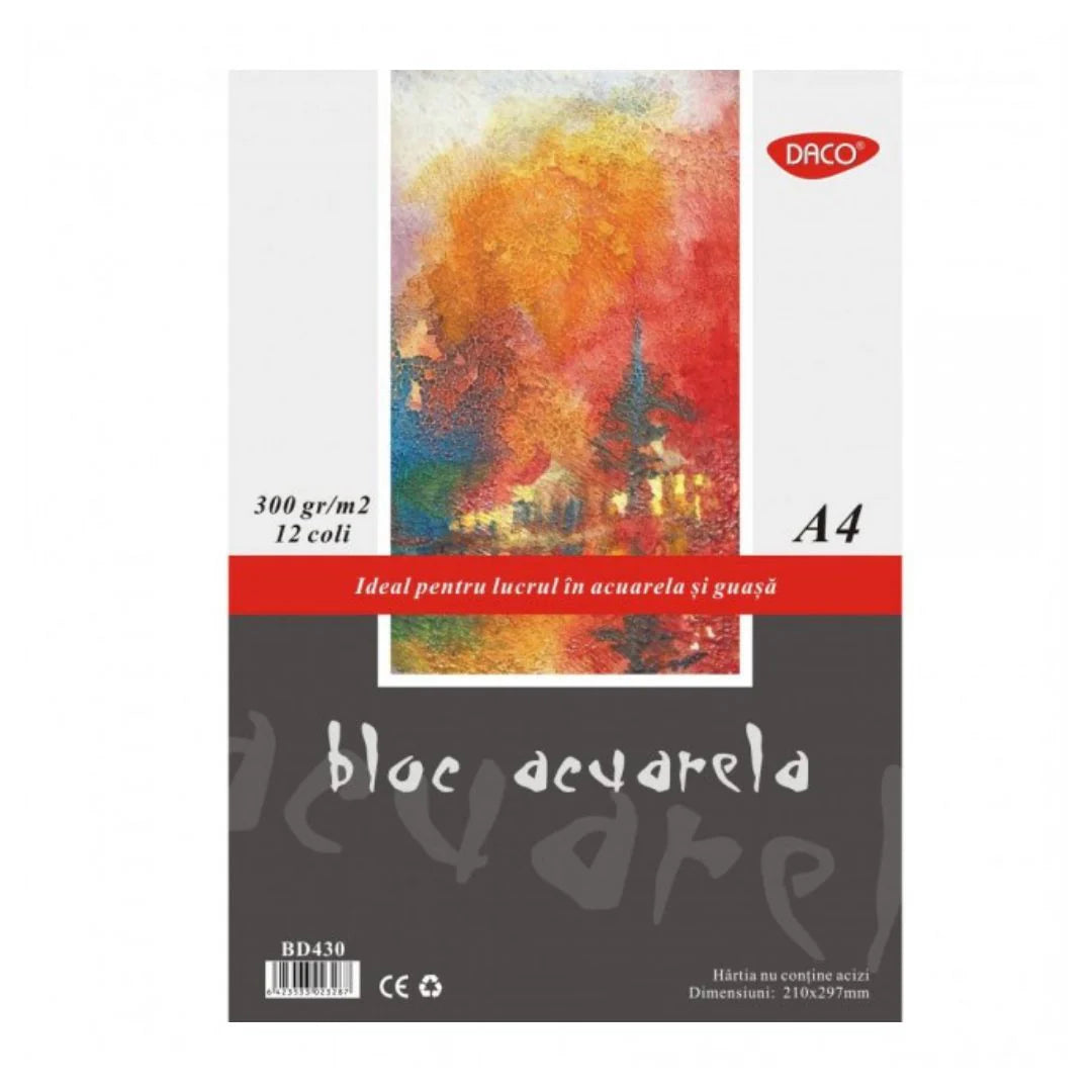 A4 Bloc Acuarela Watercolor Pad Of 12 Sheets x 300gsm BD430