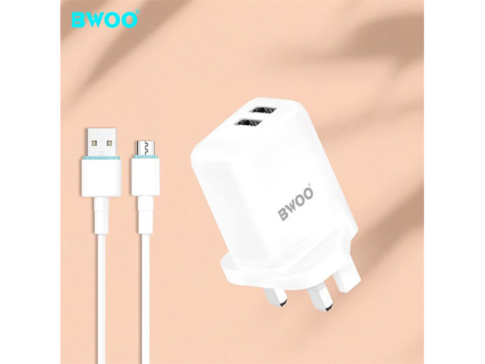 BWOO UK Charging Plug Dual Ports with Type L Cable CDA62L