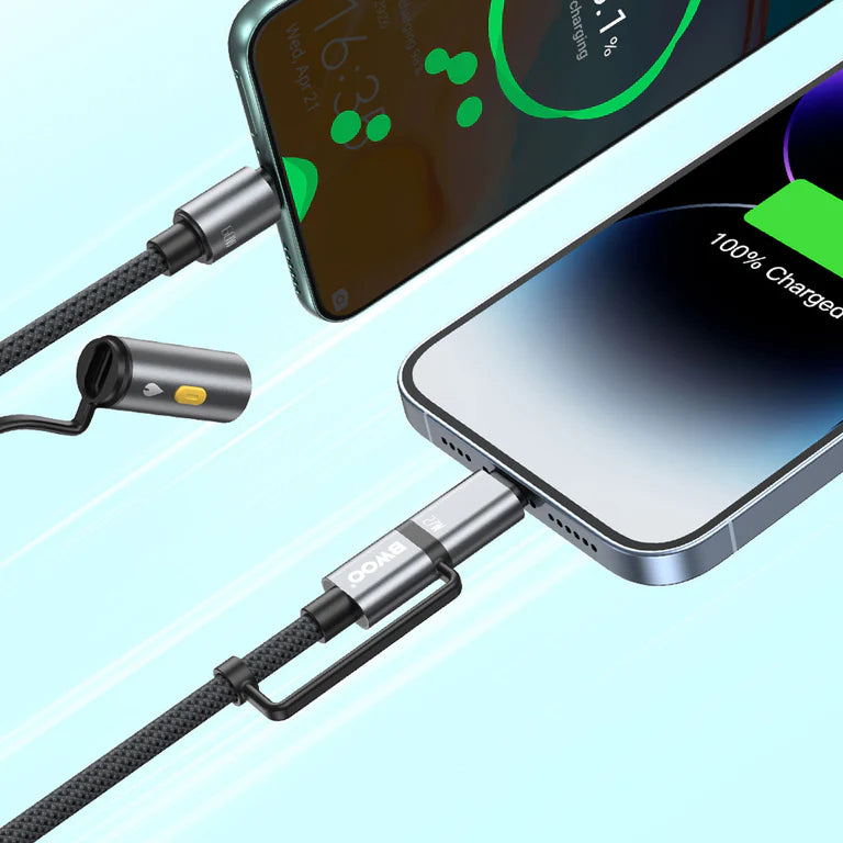 BWOO USB-C Multi Charging Cable 4-in-1 Lightning Cable With Lighter 60W/27W
