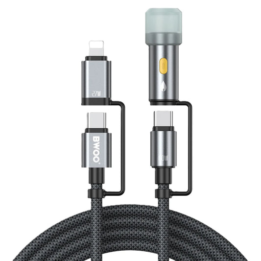 BWOO USB-C Multi Charging Cable 4-in-1 Lightning Cable With Lighter 60W/27W