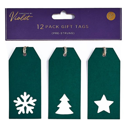 VIOLET GIFT TAGS  - GREEN (Pack of 12)