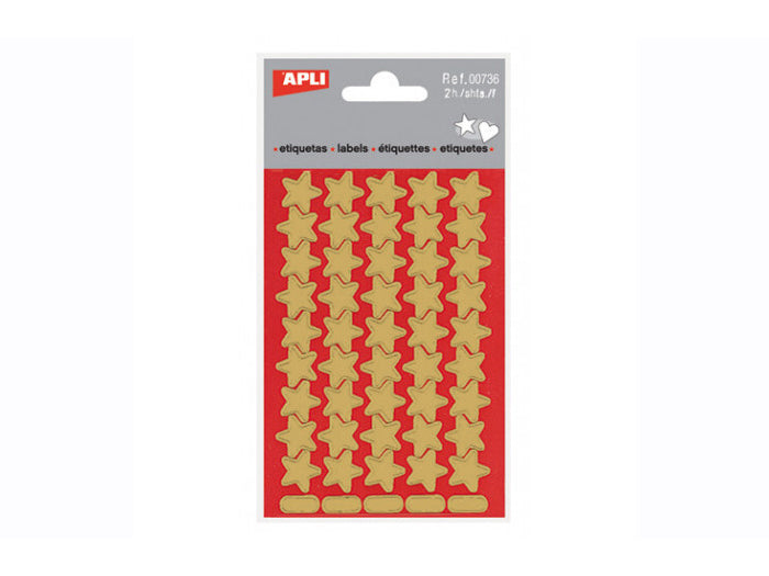 Apli Gold Sticker Stars Pack Of 2 Sheets