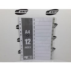Dividers PVC A4 Grey Jan-Dec