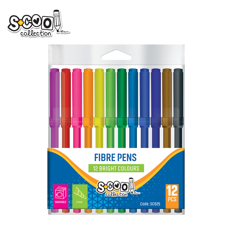 FIBRE PENS PVC PACK 12PCS