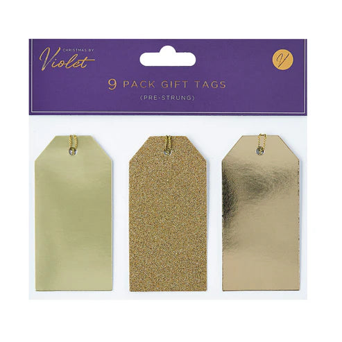 VIOLET GIFT TAGS  - GOLD (Pack of 9)