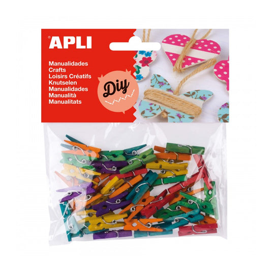 Mini wooden clips various colors 45 u.