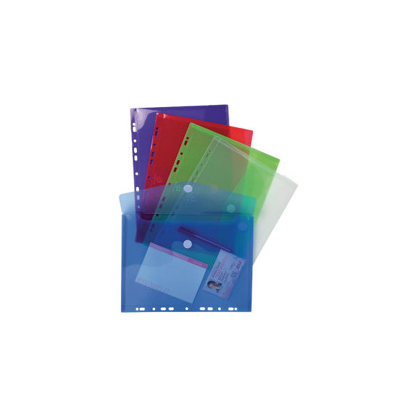 Exacompta set of 5 A4 envelope folder punched assorted colours