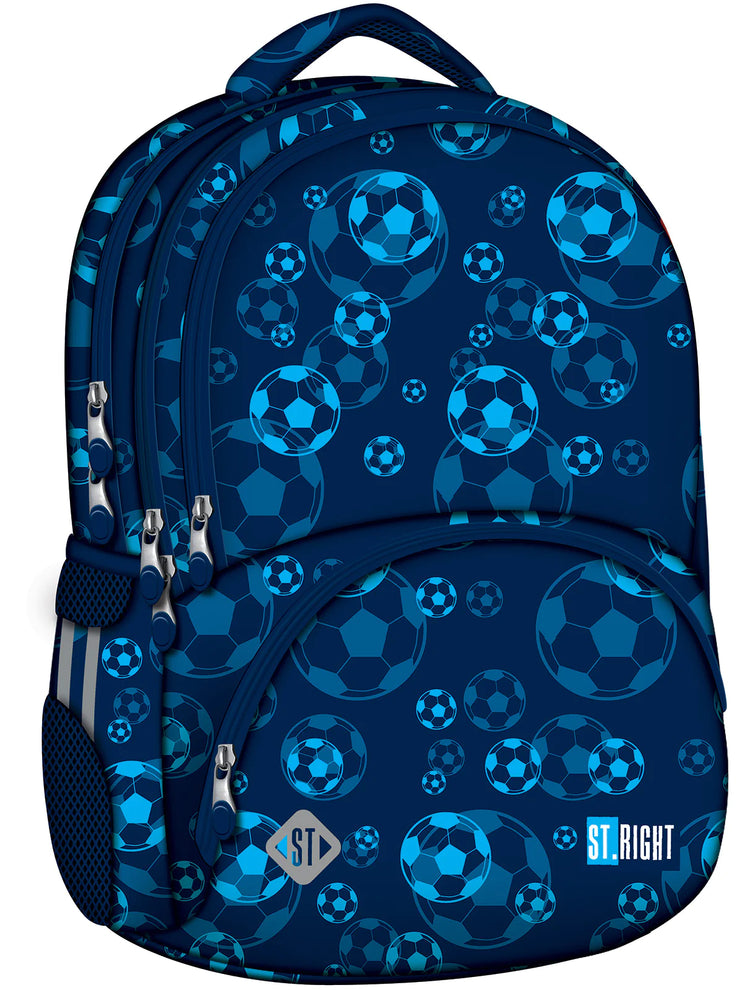 Blue Soccer Balls 4 compartment Backpack 42x30x20 cm