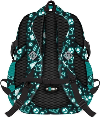 Blue Neon Football 4 compartment Backpack BP04 42x30x20cm