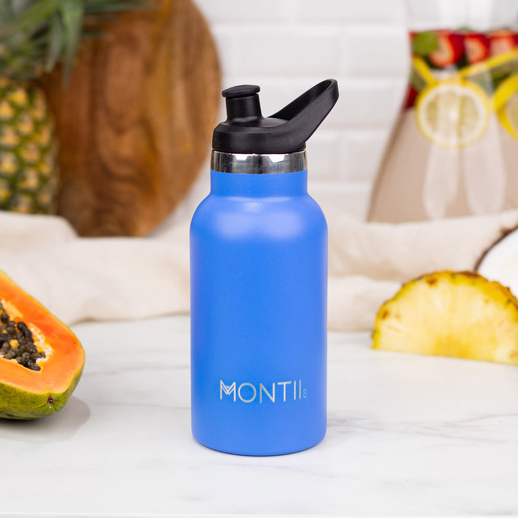 MontiiCo Mini Thermos Bottle- Stainless Steel - Blueberry Blue - 350ml