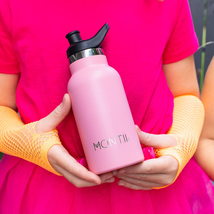 MontiiCo Mini Thermos Bottle- Stainless Steel - Strawberry Pink - 350ml