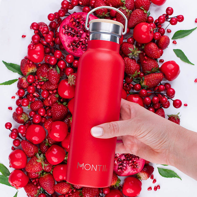 MontiiCo Original Thermos Bottle - Stainless Steel - Cherry red - 600ml