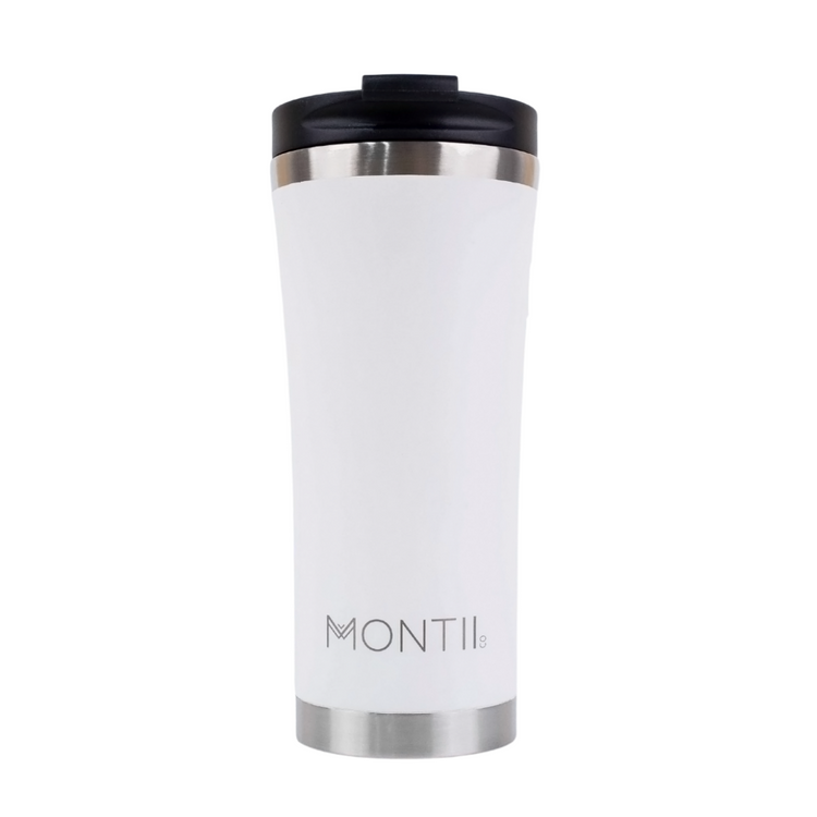 MontiiCo Mega Thermos Coffee Cup - with lid - Stainless Steel - Chalk White - 475ml