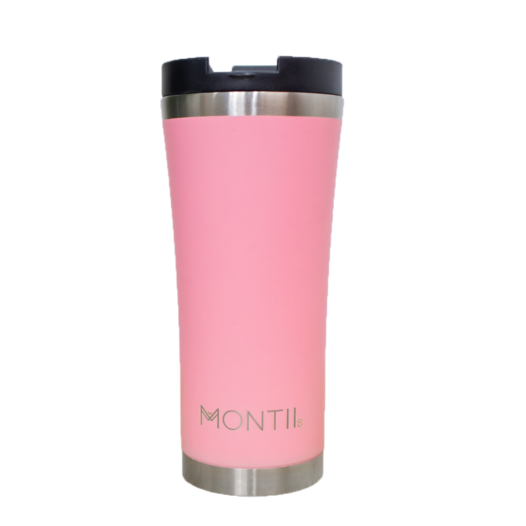 MontiiCo Mega Thermos Coffee Cup - with lid - Stainless Steel - Strawberry - 475ml