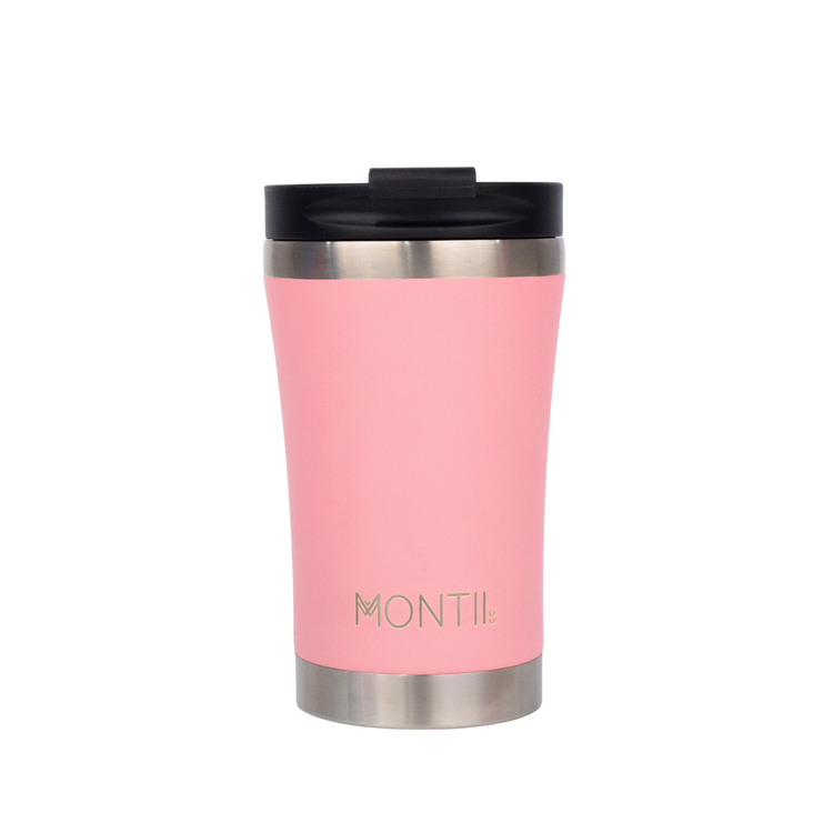 MontiiCo Regular Thermos Coffee Cup - with lid - Strawberry Pink  -  350ml