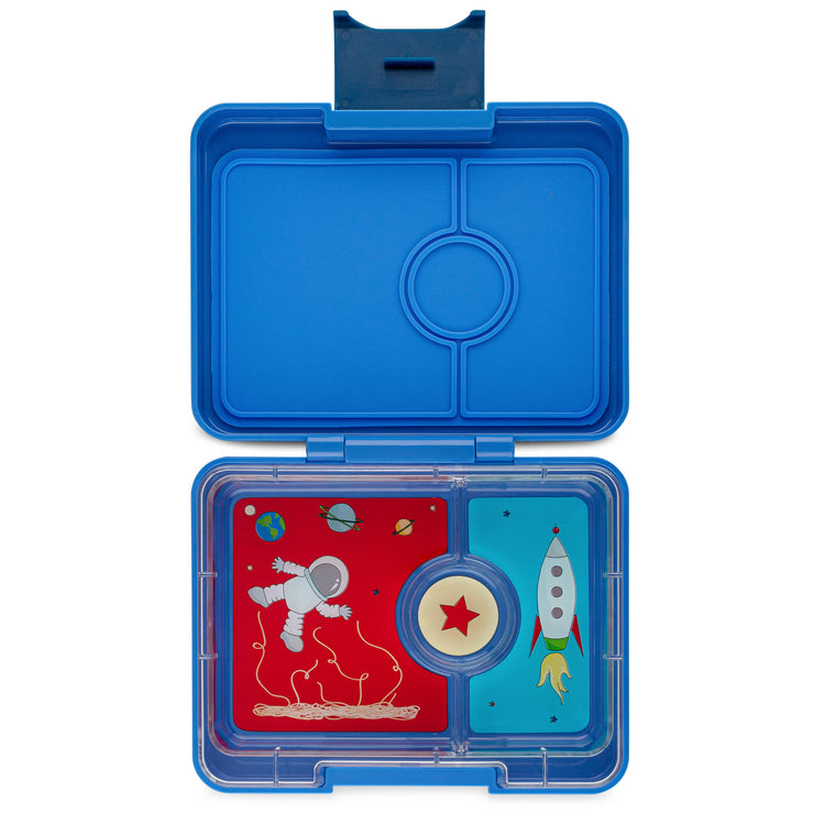 Yumbox Snack size Bento box 3-sections True Blue / Rocket tray