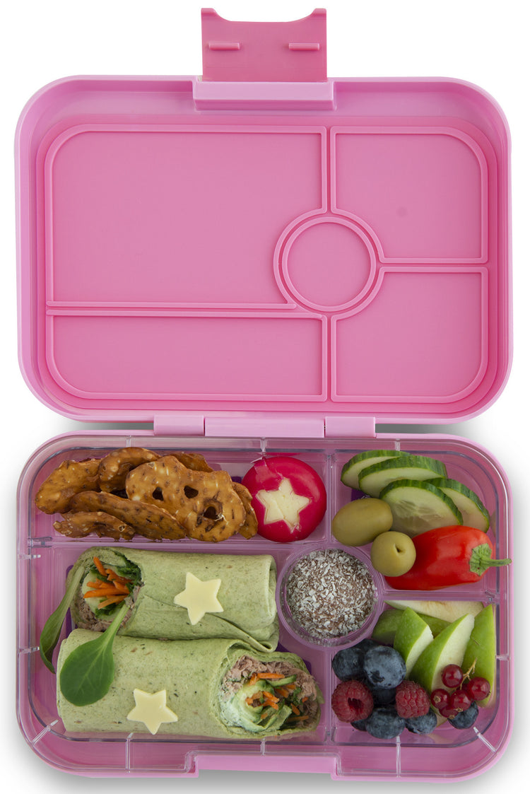 Yumbox Tapas XL - leakproof Bento lunchbox - 5 sections - Capri pink / Bon appetit tray