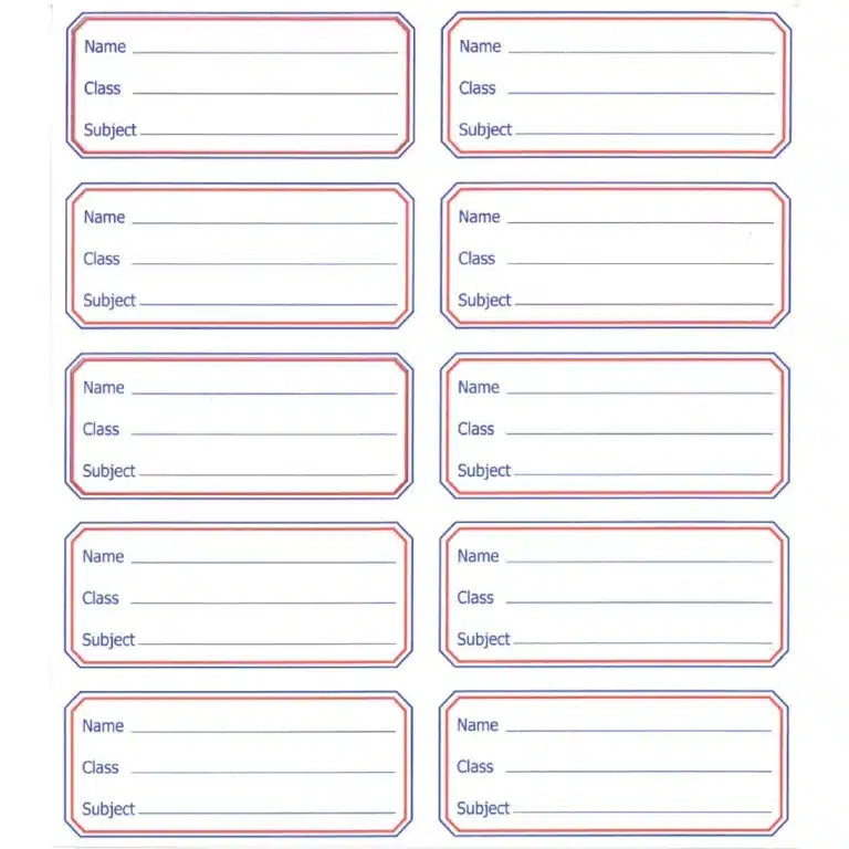 School Labels Plain