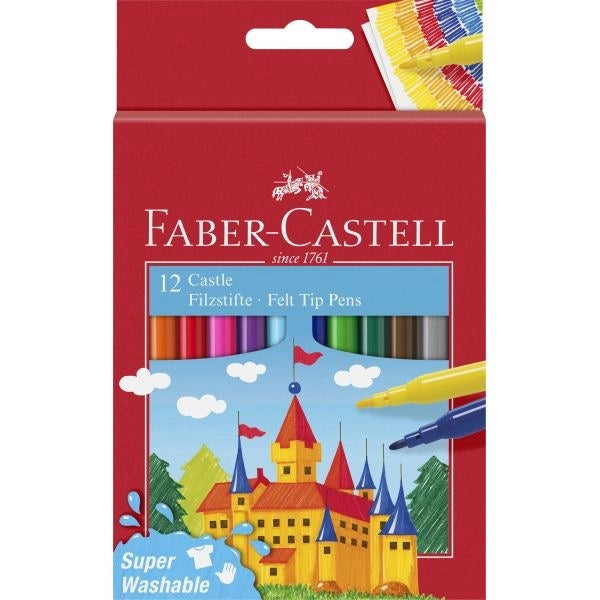 Faber Castell Felt Tip Pens Pkt x 12 Assorted Colors