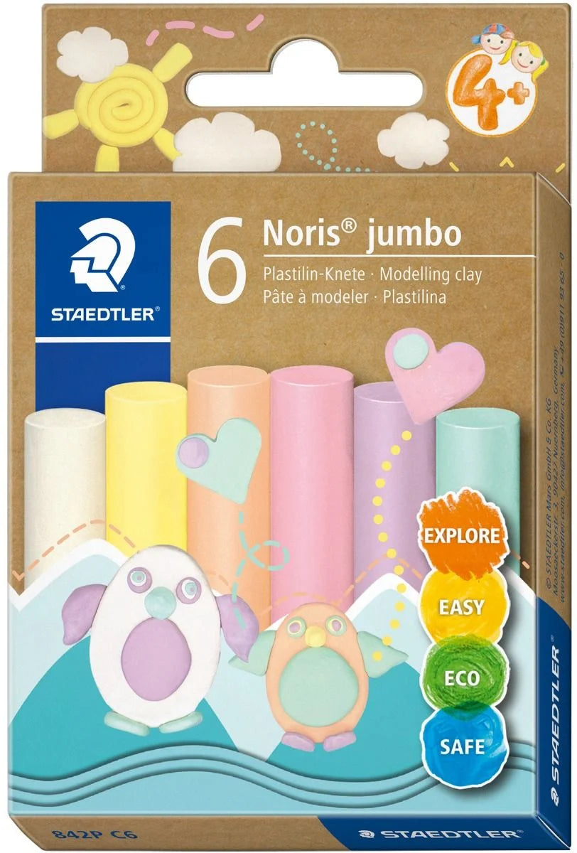 Staedtler Modelling Clay Pastel Colours 6-pack Noris Jumbo Junior 4+