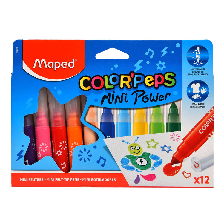 Maped ColorPeps Mini Power Felt Pens Markers x12