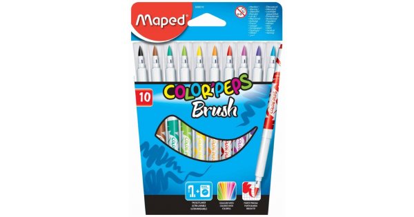 Maped ColorPeps Brush Felt Tip Pens x10