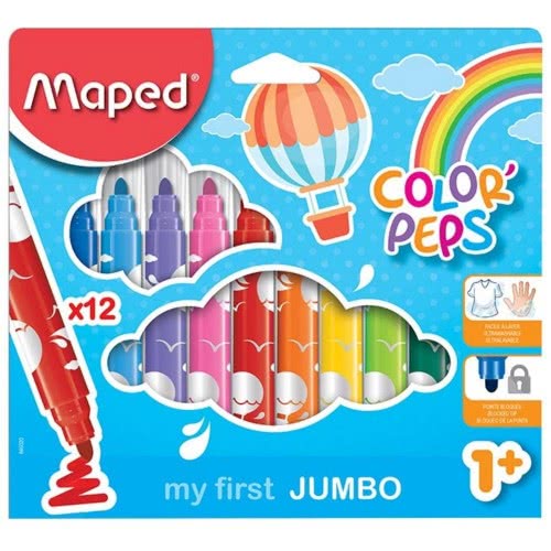 Maped ColorPeps JUMBO Felt Tip Pens Markers x12